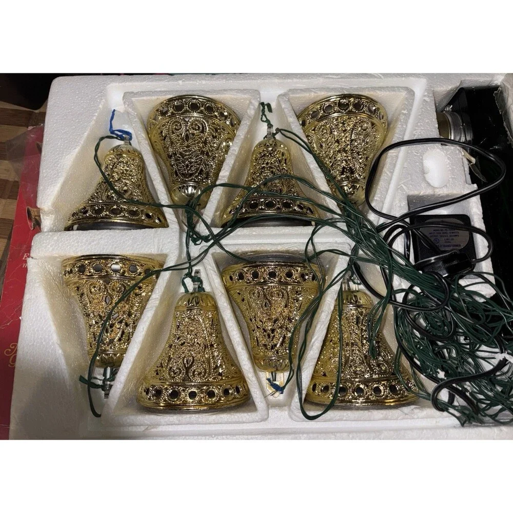 Vintage Merry Glow Round The Ringing Bells of Christmas Musical Lights Working